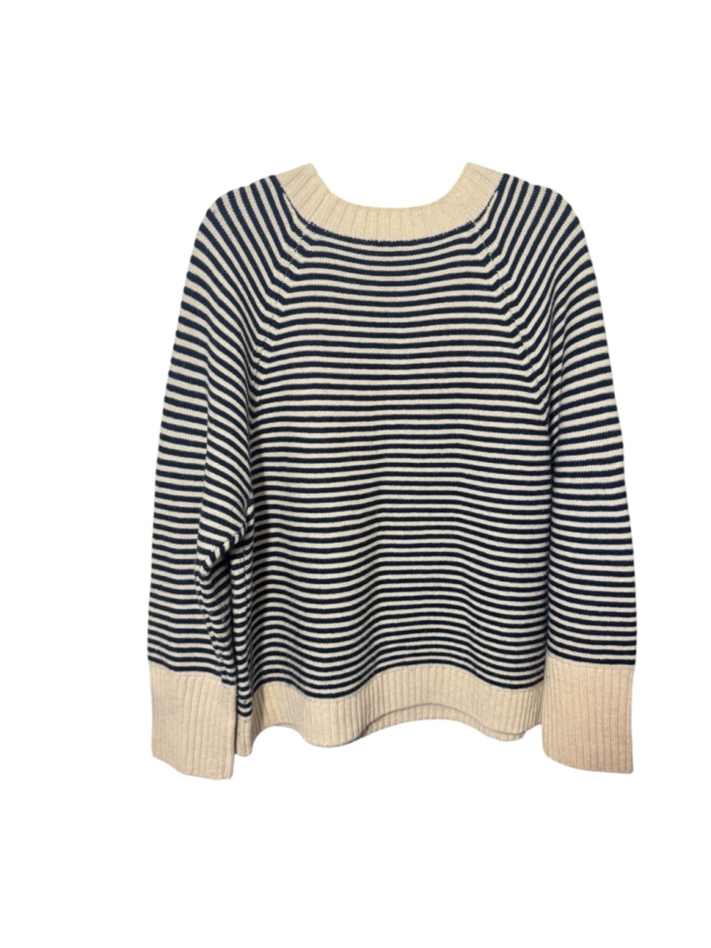 2X J. Crew Crewneck Shoulder button Tippi sweater Nautical Stripes Navy & Cream - Picture 9 of 11